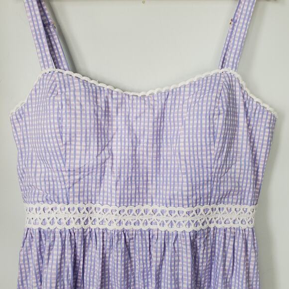 Lilly Pulitzer Olivet Stretch Midi Dress Light Lilac Gingham Style Size 16 NEW - Picture 6 of 14